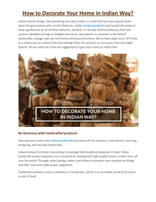 How to Decorate Your Home in Indian Way?