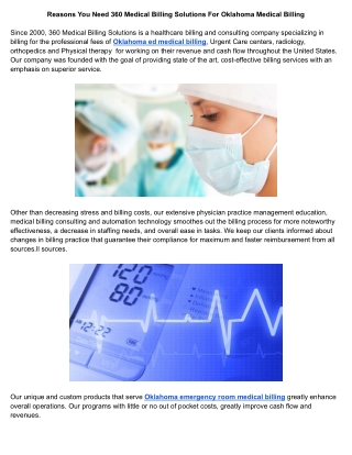 Reasons You Need 360 Medical Billing Solutions For Texas Emergency Physicians Billing Services