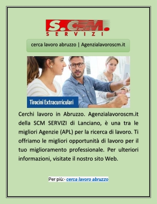 cerca lavoro abruzzo | Agenzialavoroscm.it