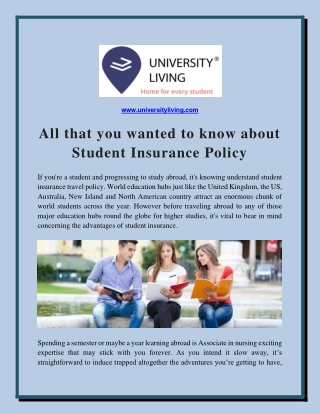 All that you wanted to know about Student Insurance Policy
