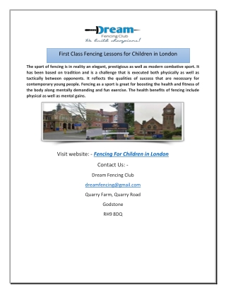 First Class Fencing Lessons for Children in London