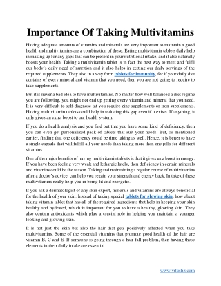 Importance Of Taking Multivitamins