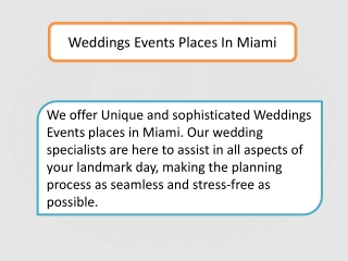 Weddings Events places in Miami