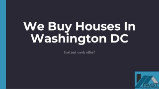 We Buy Houses In Washington DC
