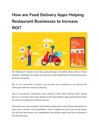 How are Food Delivery Apps Helping Restaurant Businesses to Increase ROI_