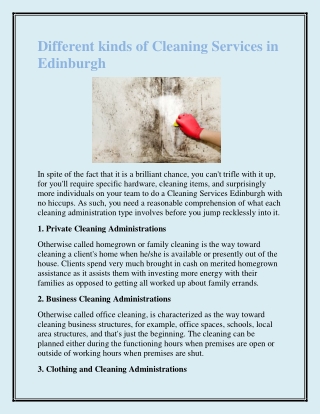 Different kinds of Cleaning Services in Edinburgh