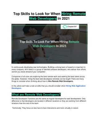 Top Skills to Look for When Hiring Remote Web Developers in 2021