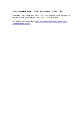 C Suite Executive Search - C Suite Recruitment - C Suite Hiring