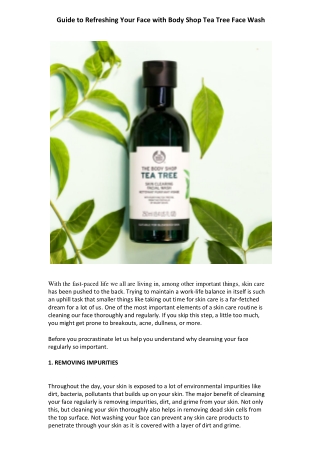 Guide to Refreshing Your Face with Body Shop Tea Tree Face Wash