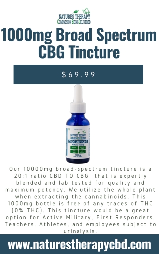 1000mg Broad Spectrum CBG Tincture - naturestherapycbd.com