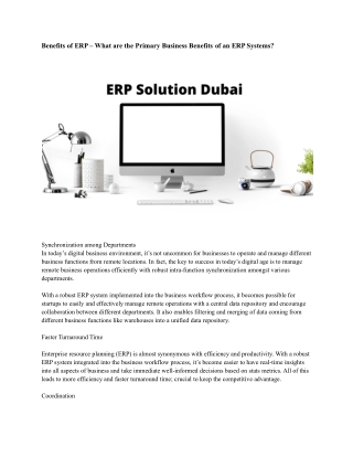 ERP Solution Dubai