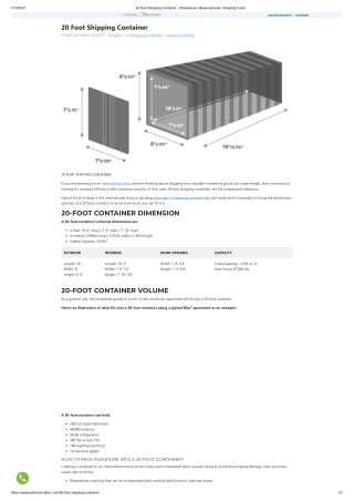 20 Foot Shipping Container - Dimensions, Measurements, Shipping Costs