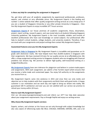 Is there any help for completing assignment in Singapore