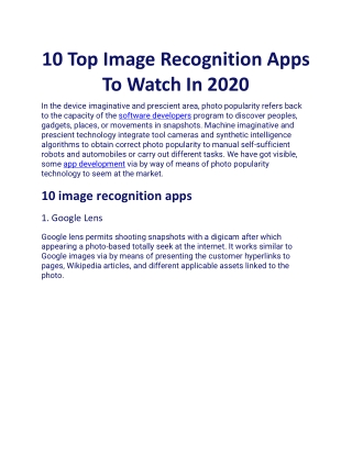 10 Top Image Recognition Apps To Watch In 2020