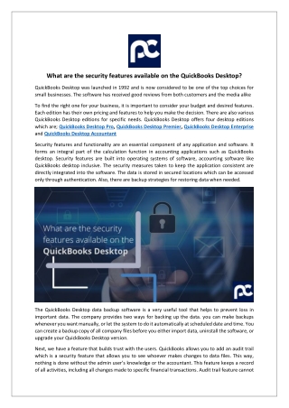 What are the security features available on the QuickBooks Desktop