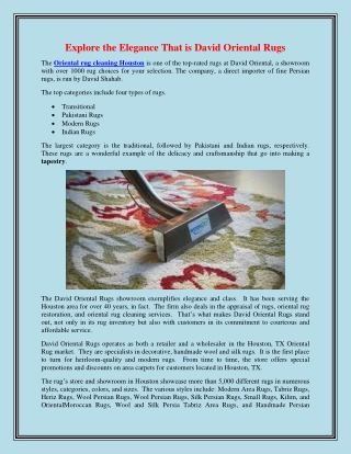 Explore the Elegance That is David Oriental Rugs