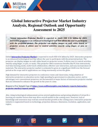 Interactive Projector Market Trends, Key Players, Analysis and Forecast 2025