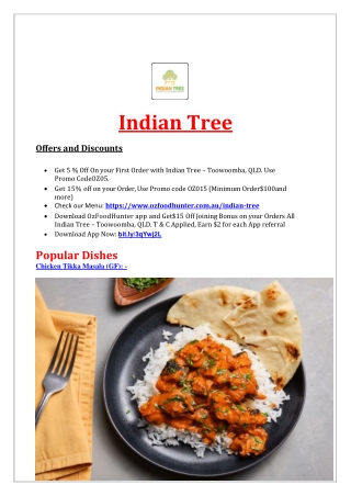 5% Off - Indian Tree Menu - Toowoomba takeaway, QLD