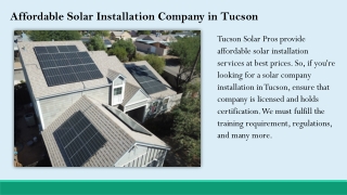 Choose Best Solar Panel Company in Tucson