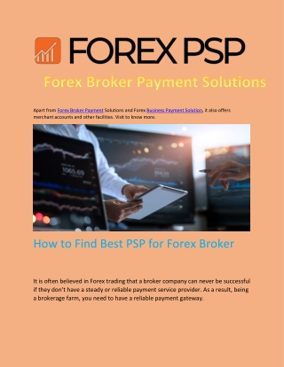 Forex Broker Payment Solutions