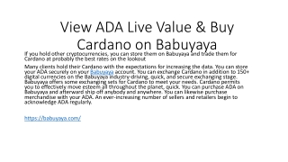 View ADA Live Value & Buy Cardano on