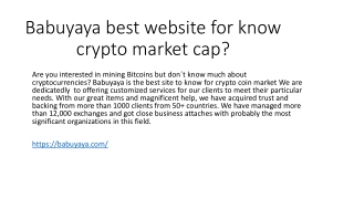 Babuyaya best website for know  crypto market cap