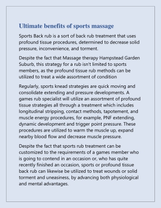 Get Sport massage in Hampstead Garden Suburb