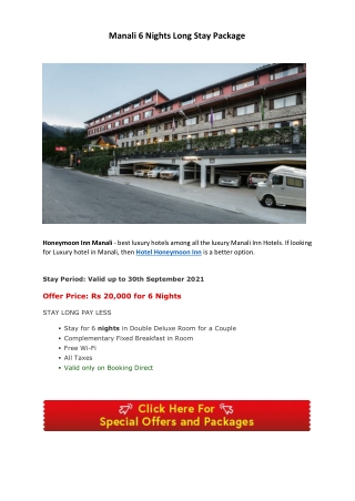 Manali 6 Nights Long Stay Package