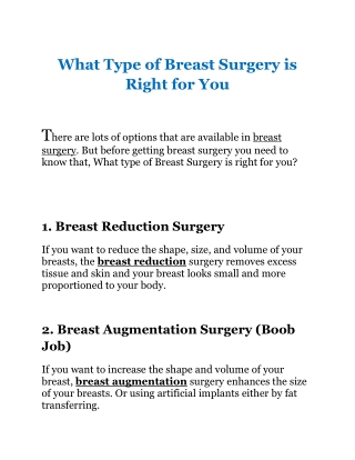 What Type of Breast Surgery is Right for You