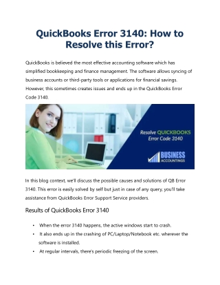 How To Fix QuickBooks Error 3140: Installation Error?