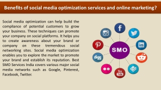 Benefits of social media optimization services and online marketing