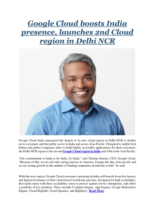 Google Cloud boosts India presence, launches 2nd Cloud region in Delhi NCR