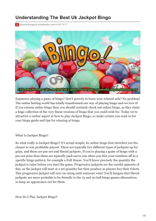 Understanding The Best Uk Jackpot Bingo