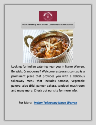 Indian Takeaway Narre Warren | Welcomerestaurant.com.au