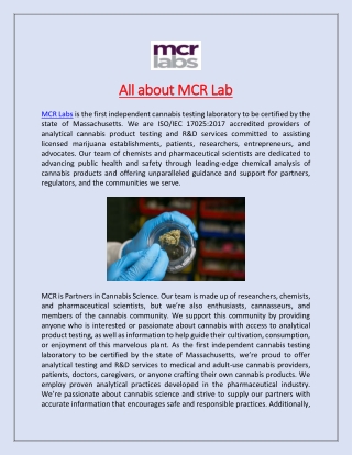 All about MCR Lab