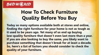 How To Check Furniture Quality Before You Buy | Furniture Stores Perth