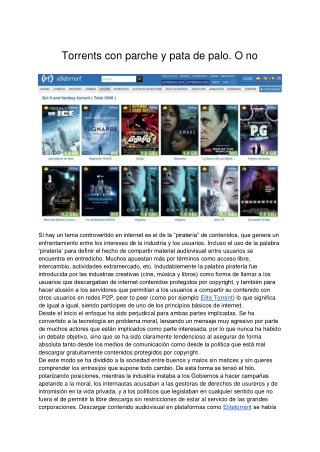 Torrents con parche y pata de palo. O no