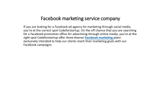 Facebook marketing service company