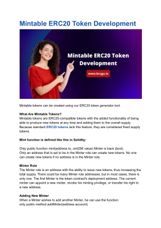 Mintable ERC20 Token Development