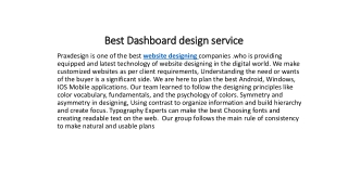 Best Dashboard design service