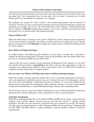 CPQ for SAP to Empower Sales Reps