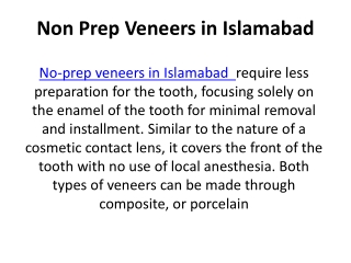 Non Prep Veneers in Islamabad