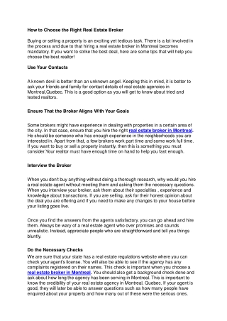 How to Choose the Right Real Estate Broker