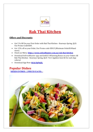 5% Off - Rak Thai Kitchen Kearneys Spring Menu, QLD