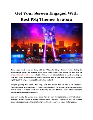 Get Your Screen Engaged With Best PS4 Themes In 2020