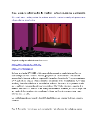 Ibiza - anuncios clasificados de empleos - actuación, música y animación