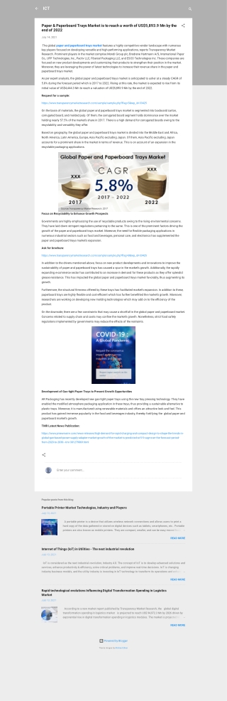 Paper & Paperboard Trays Market - Industry Analysis and Opportunity Assessment 2