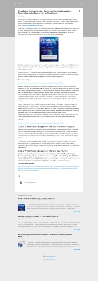 Winter Sports Equipment Market to Reach a Valuation of ~US$ 2.8 Bn by 2027