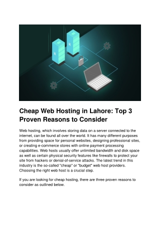 Cheap Web Hosting in Lahore_ Top 3 Proven Reasons to Consider