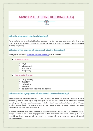 What is Abnormal Uterine Bleeding?